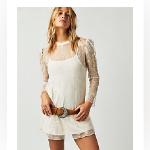 NWT Free People Cecelia Sheer Mini Dress S - Picture 2 of 7